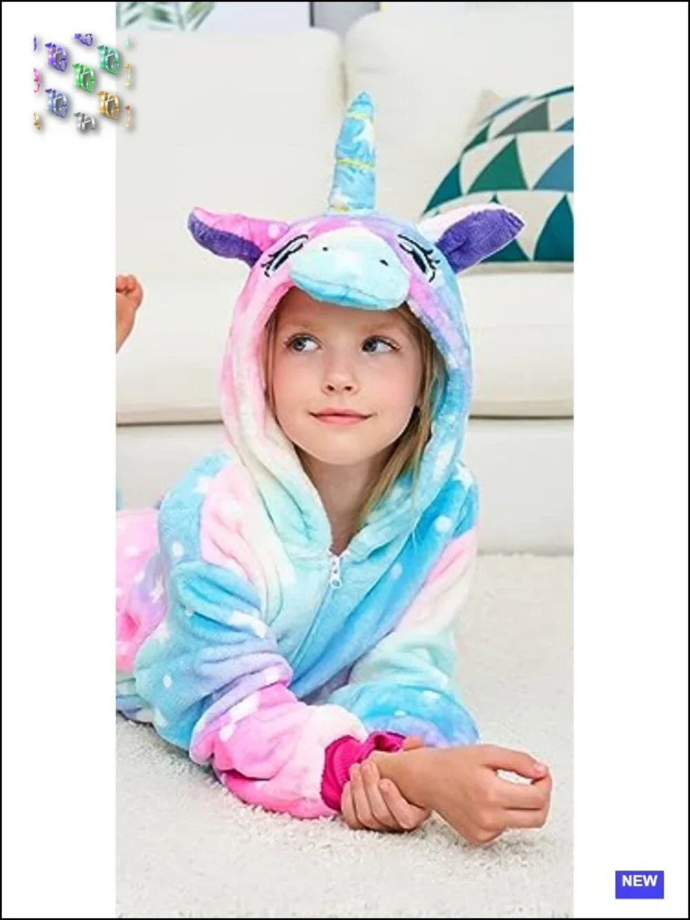 Unisex Kids Unicorn Onesie Pajamas Costume Fleece Hooded Jumpsuit